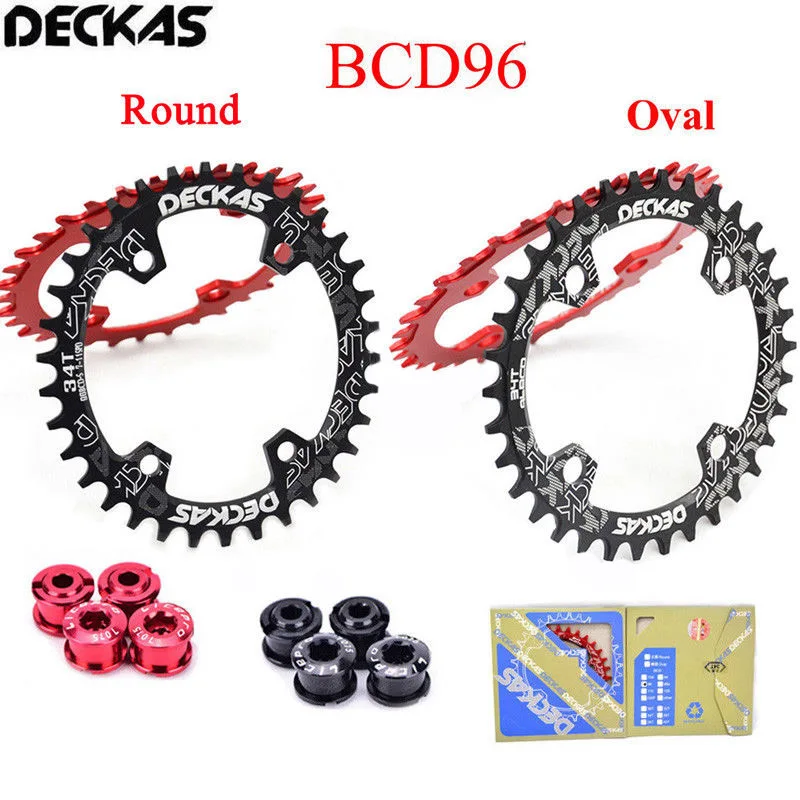 Deckas Chainwheel 96BCD 32 T/34 T/36 T/38 T جولة البيضاوي ضيق واسعة Chainring MTB الطريق الدراجة Crankset Chainwheel دراجة أجزاء Deckas Chainwheel 96BCD 32 T/34 T/36 T/38 T جولة البيضاوي ضيق واسعة Chainring MTB الطريق الدراجة Crankset Chainwheel دراجة أجزاء