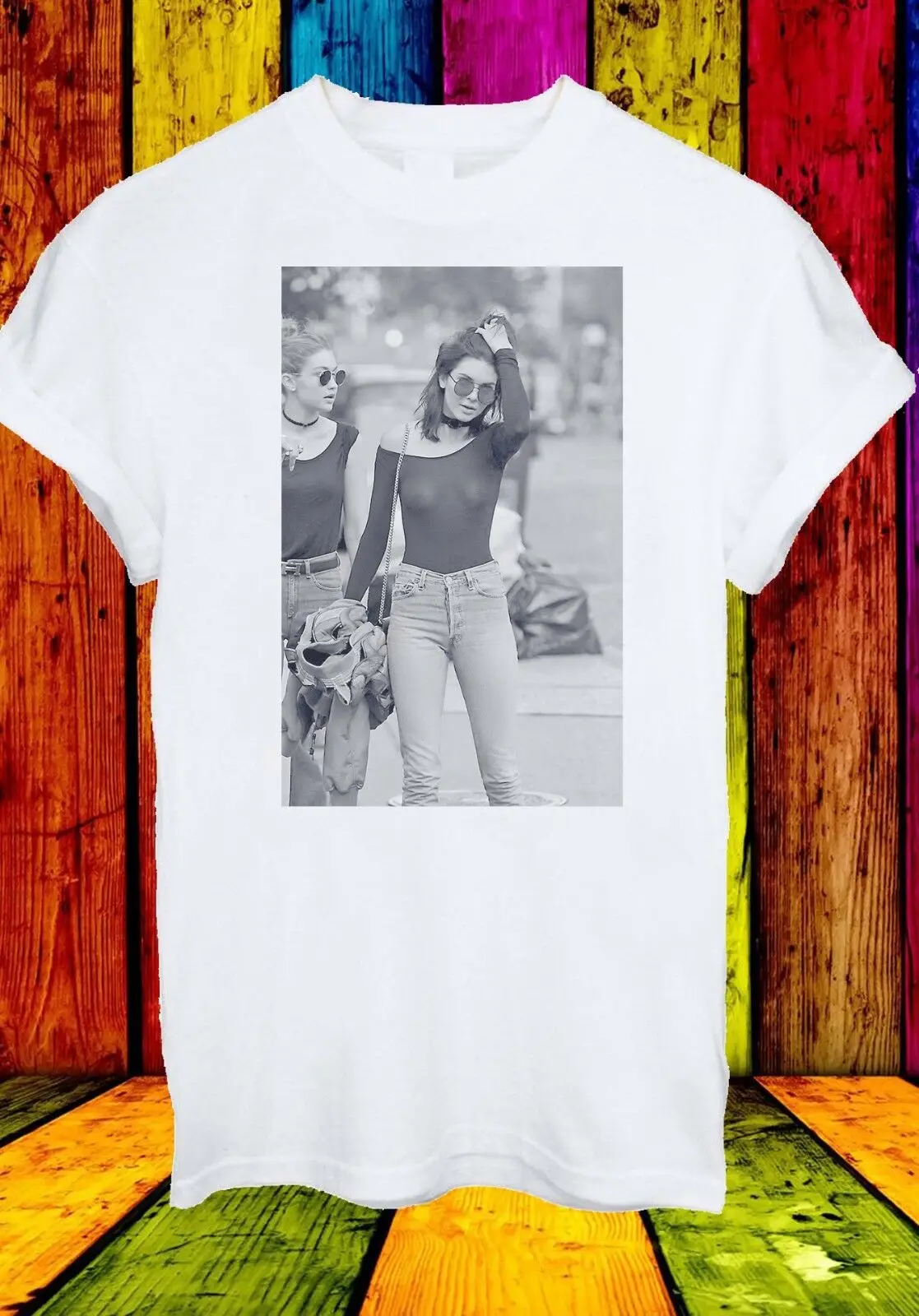 Kendall Jenner Gigi Hadid свободный пирсинг сосков Мужская и женская футболка унисекс 348