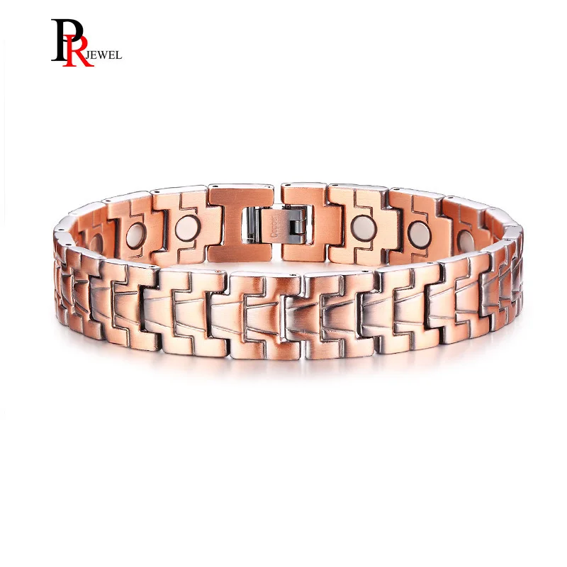 

Men's 13MM Wide Bio Energy Magnetic Bracelets Unique Healing Pure Copper Link Chain Bracelets Bangles Male Pulsera 8.6"