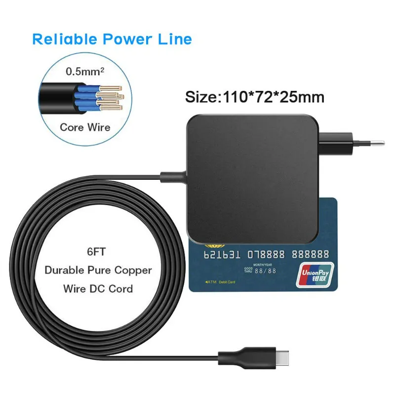 65W Type C зарядное устройство для Lenovo 100e 300e 500e Chromebook 2nd Gen MTK 81ER 81ES 81H0 81MA 81MB 81QB 81QC блок