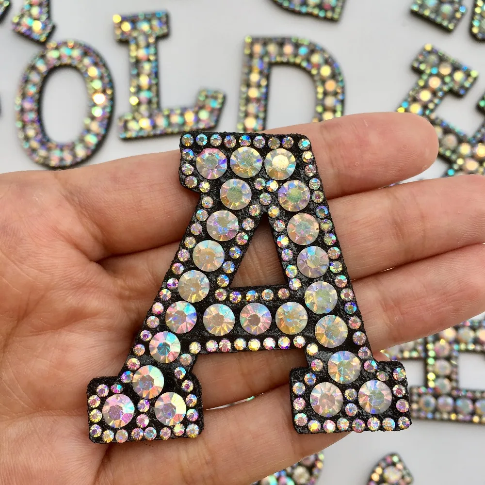 A Z Rhinestone letter iron on patch letter patch alphabet patches 3D AB