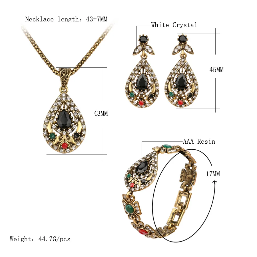 3 шт./партия, уникальные винтажные золотые индийские Ювелирные наборы с кристаллами, геометрическое ожерелье, браслет, серьги для женщин