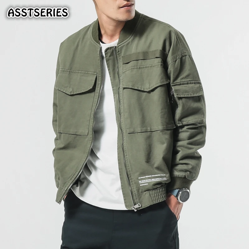 

Male Jacket Plus Size 5xl Fashion Solid Color Multi-pocket Mens Jackets And Coats Fashion Stand Collar Slim Fit Man Jackets