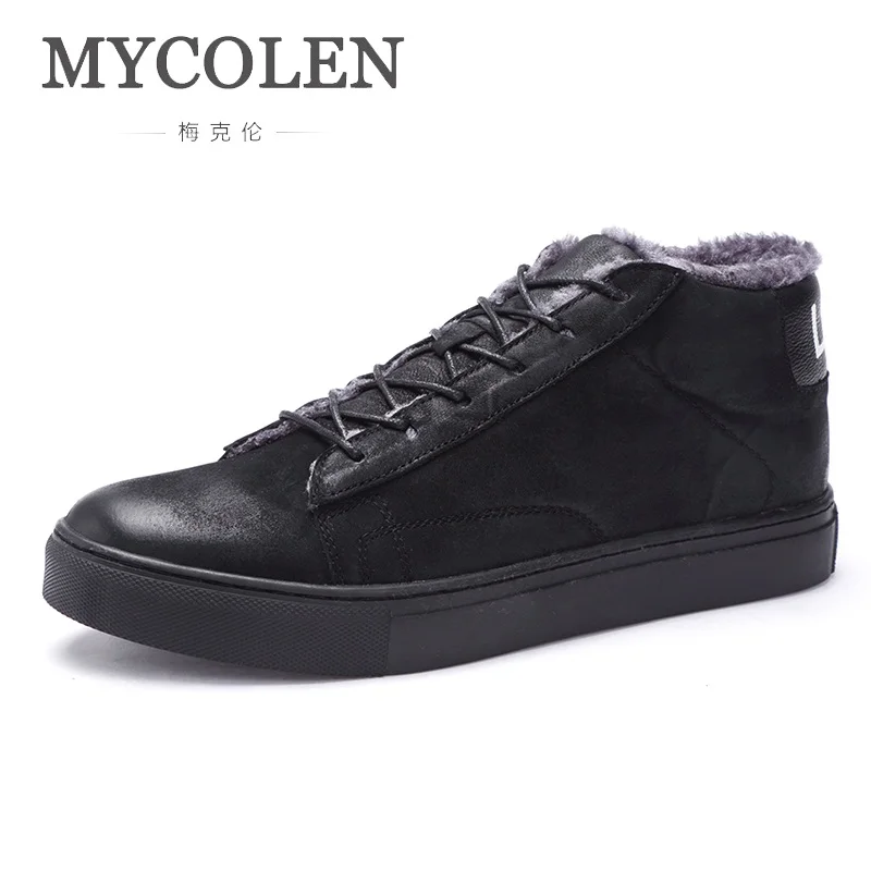 

MYCOLEN 2018 Autumn Men Casual Shoes Plus Wool Winter Warm Shoes Men'S Shoes Lace Up Leisure Anti Slippery Male Sneakers