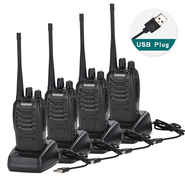 4pcs USB Charger 4 шт. Baofeng BF-888S портативная рация 5 Вт двухстороннее радио портативное CB радио UHF 400-470MHz 16CH Comunicador передатчик приемопередатчик - Цвет: 4pcs USB Charger