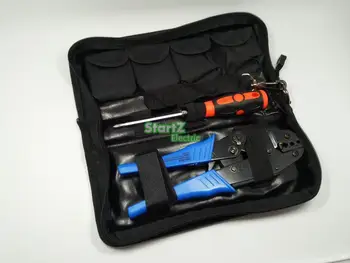

Crimping Hand Tool w/ Die Kit Electrician Crimper Wire Cable Ratchet Crimp Set