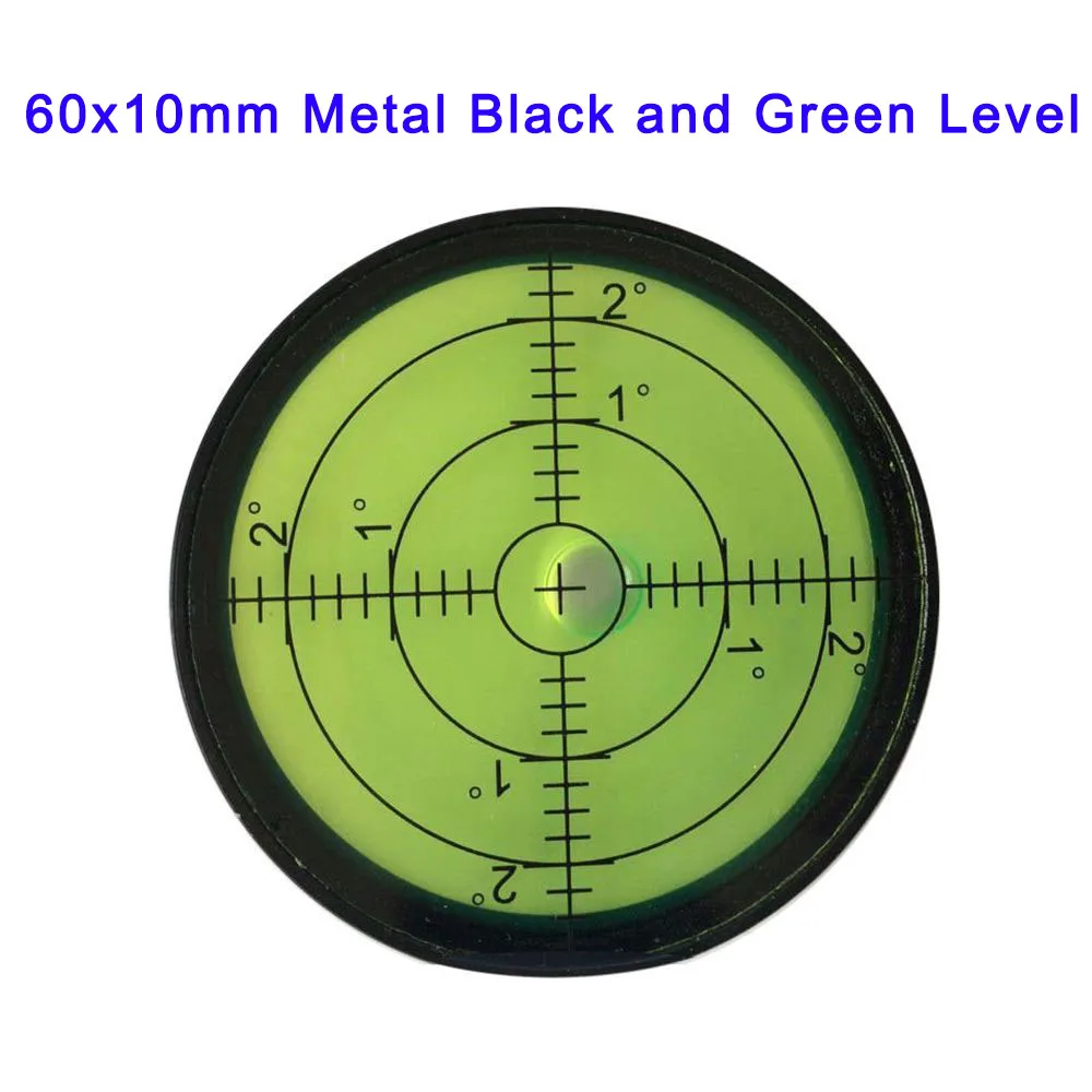 HACCURY Высокое качество Полный стеклянный круглый спиртовой уровень пузырьковый световой пузырьковый уровень размер 60x10 мм - Цвет: 60x10Black and Green