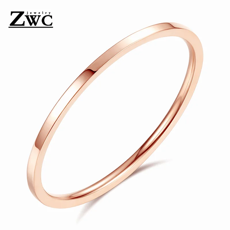 

ZWC New Fashion Simple Polished Copper Ring For Women Men Party Wedding Elegant Romantic Rose Gold Silver Ring Jewelry Gift