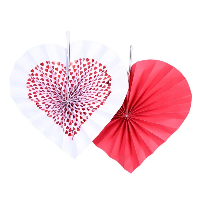 6 штук в наборе складывая вентилятор висит в форме сердца, День Святого Валентина украшения любовь декоративные украшения для Валентина вечерние свадебные