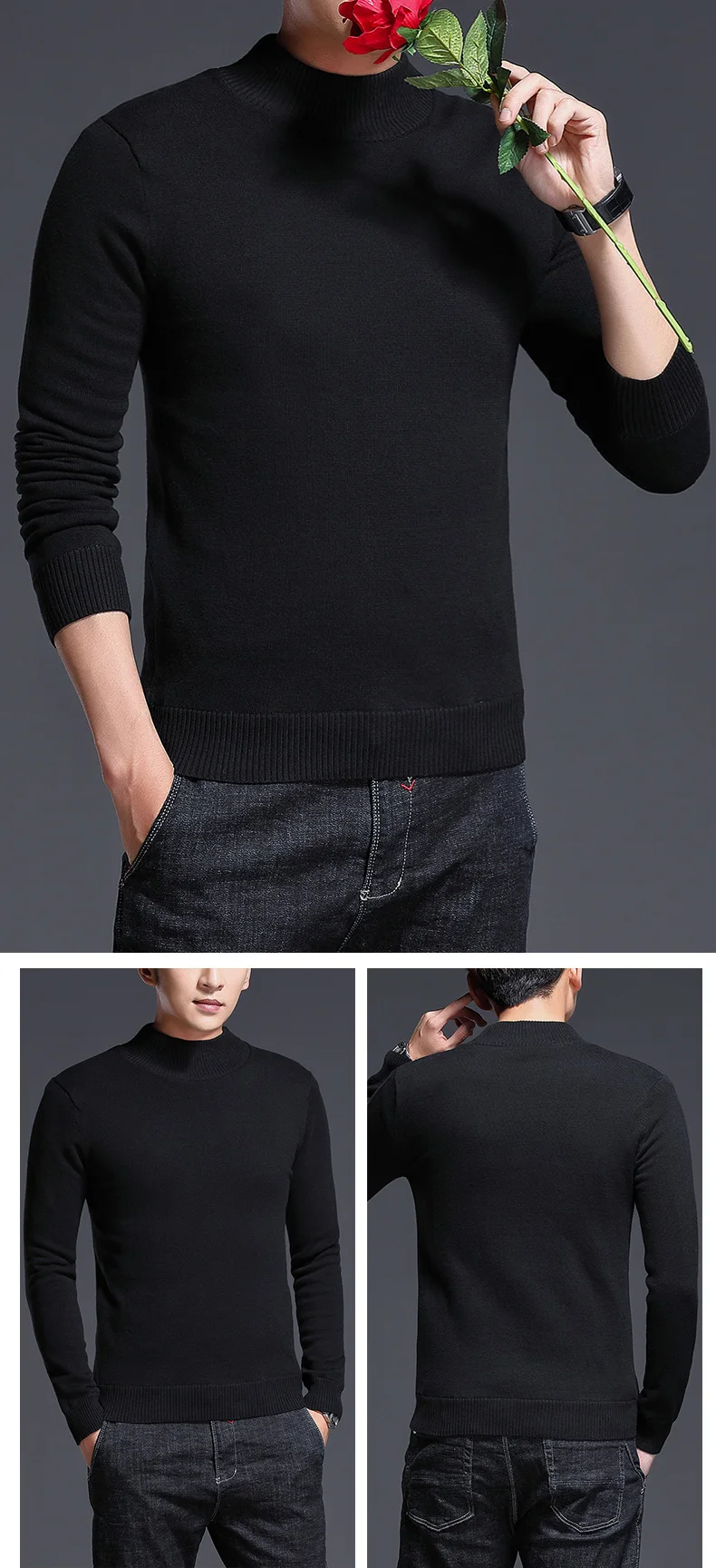 Brand New Casual Sweater Men Pullovers Thick Warm Autumn Fashion Style Cashmere Sweater Male Solid Slim Fit Knitwear Pull Coat