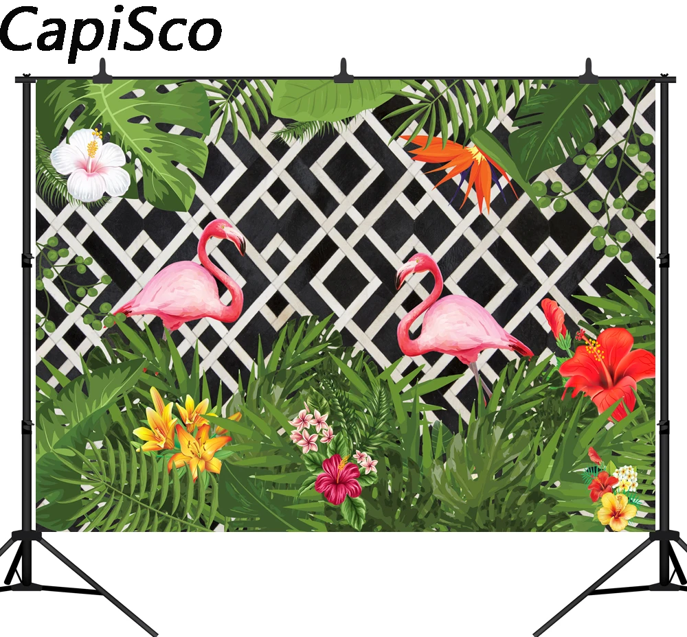 

Capisco photography backdrop flower flamingo tropical rainforest birthday party photo background photocall custom photo studio