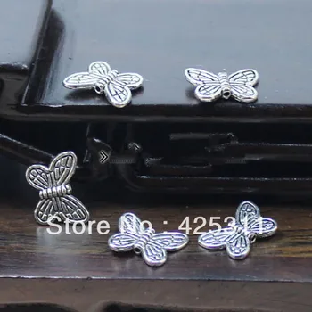 

free shipping 11 * 15 mm butterfly ancient silver handmade beaded bracelet accessories material