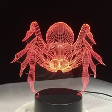 7 цветов USB паук Форма 3D иллюзия Лампа Бытовая спальня офис светодиодный настольная лампа ребенок ночные светильники Рождественский подарок