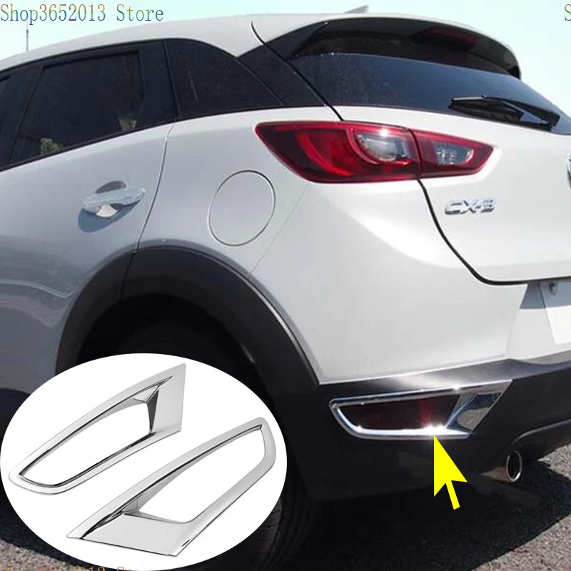 Для Mazda CX-3 CX3 2015 2016 2017 2018 Chrome ABS литья сзади противотуманных фар Крышка лампы Foglight