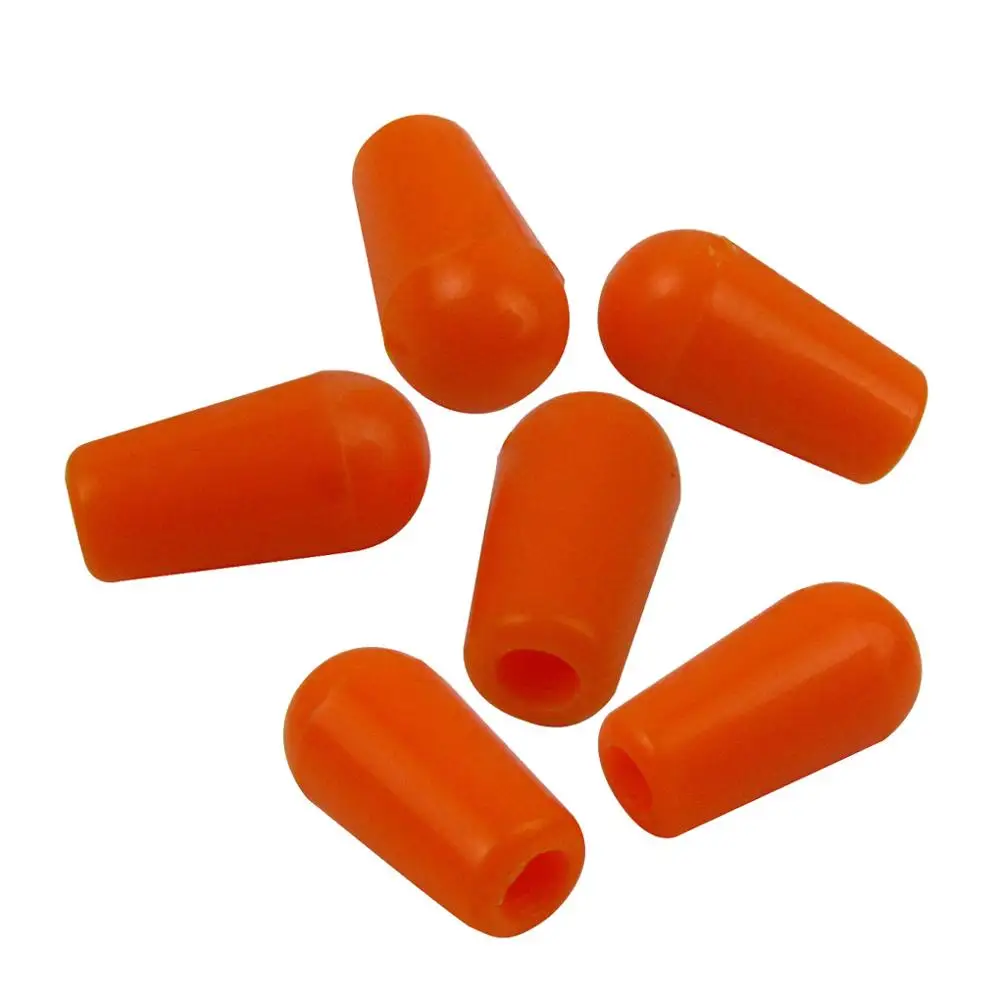 FLEOR 6 шт 4 мм Пластик 3 Way тумблер наконечник ручки Замена для крышки для Электрогитары пикап селекторные переключатели - Цвет: orange