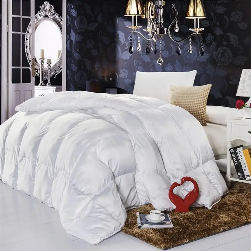 Белый гусиный пух король королева Твин одеяло набор постельных принадлежностей форма бусины белая зимняя грелка одеяло/одеяло