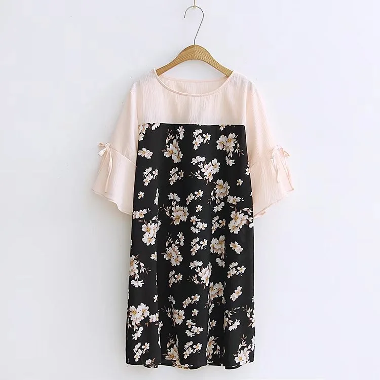 

Women Autumn Spring Vintage Dress Three Quarter Sleeved Print Floral Dress Women Retro Vintage Elegant Tunic Vestidos Dresses