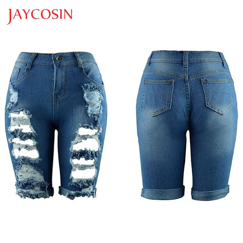 JAYCOSIN эластичные разрушенные женские брюки рваные короткие джинсовые шорты