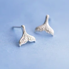925 пробы серебряные серьги-гвоздики в форме хвоста русалки для женщин, свадебные серьги, ювелирные изделия в подарок