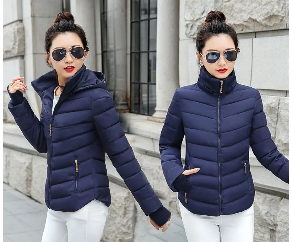 warmest winter coats for women Female Warm Winter Jacket 2020 Fashion Women Hooded Fur collar Down Cotton Coat Solid color Slim Large size Female Coat Leather Jackets