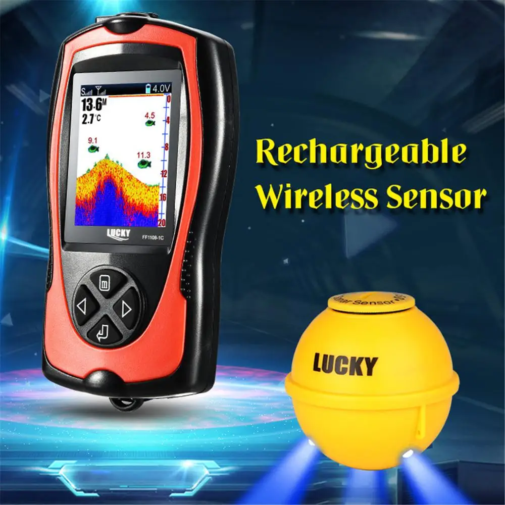 

LUCKY FF1108-1CWLA Wireless Sonar Fishing Finder Transducer ICE/Ocean/Boat Fish Finder Alarm Fish Finder Sonar Sensor Fishing