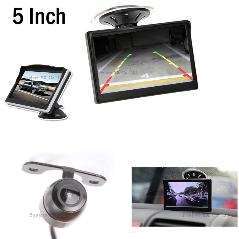 

Free Shipping Koorinwoo brand Sucker 5"TFT LCD Car Monitor 800*480 RCA Video 12V+ CCD Car Rear view camera back Parking System