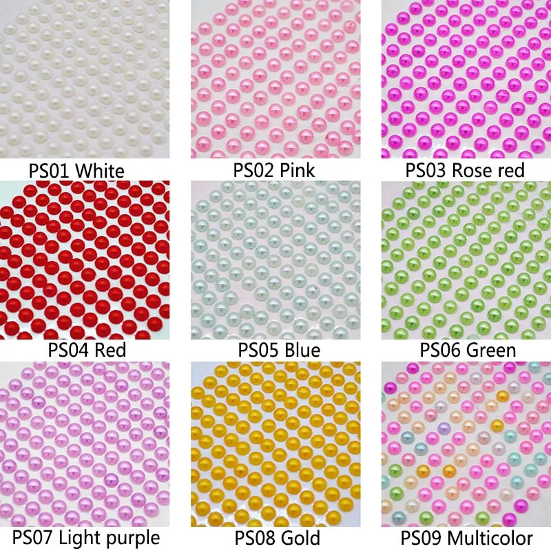 260pcs sheet 6mm half round self adhesive rhinestones diy craft diamond sheet stickers