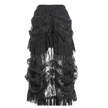 Стимпанк женская элегантная юбка в готическом Стиле Лолита вечерние кружевная длинная юбка черная