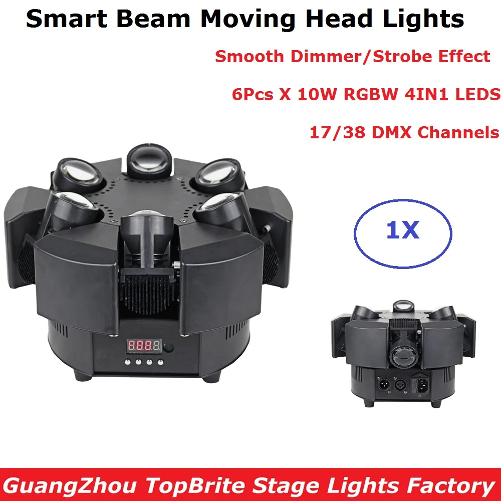 Новое поступление 6X10 Вт RGBW 4в1 светодиодный ступенчатый стробоскоп Профессиональный движущийся головной Луч Вечерние огни DMX512 светодиодный Dj XMAS DMX диско свет