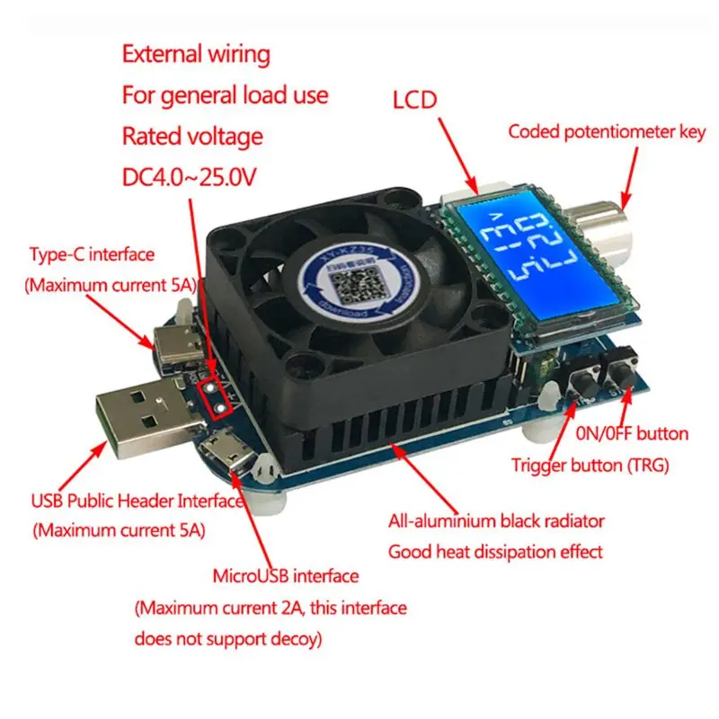 KZ25/KZ35 Интеллектуальный триггер Электронный USB нагрузки Быстрая зарядка тестер для QC2.0/QC3.0/AFC/FCP