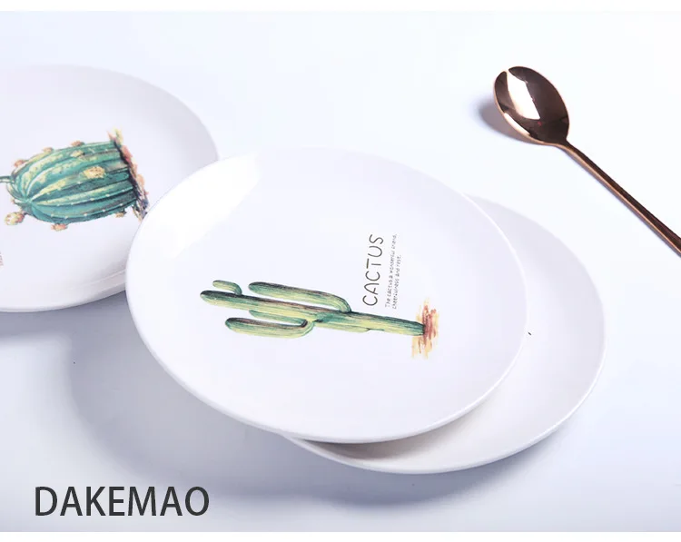 Керамическая десертная тарелка нордическая кактус шикарная Салатница Бытовая Посуда и тарелки набор посуды