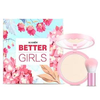 

Soft Translucent Compact Pressed Powder With Makeup Brush Long-lasting Oil Control Concealer Smooth Pressed Whitening Powder