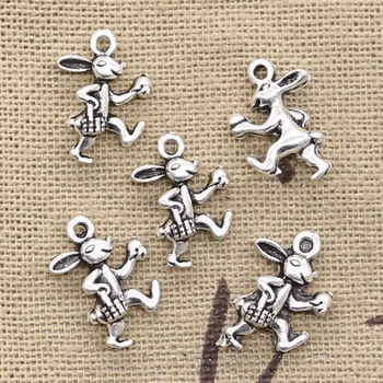 

30pcs Charms Running Rabbit 15x10mm Antique Silver Color Plated Pendants Making DIY Handmade Tibetan Silver Color Jewelry