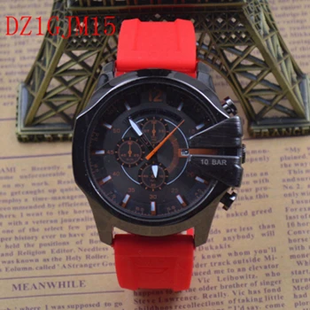 Мужской экстравагантный бренд движения кварцевые наручные часы красный силикагель ремешок для часов Автоматическая Дата большой циферблат наручные часы - Цвет: DZ1GJM15
