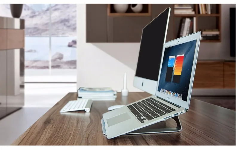 Модный Алюминиевый металлический охлаждающий стенд для ноутбука теплоотвод для Macbook док-станции ноутбука вертикальный Настольный для macbook pro стенд