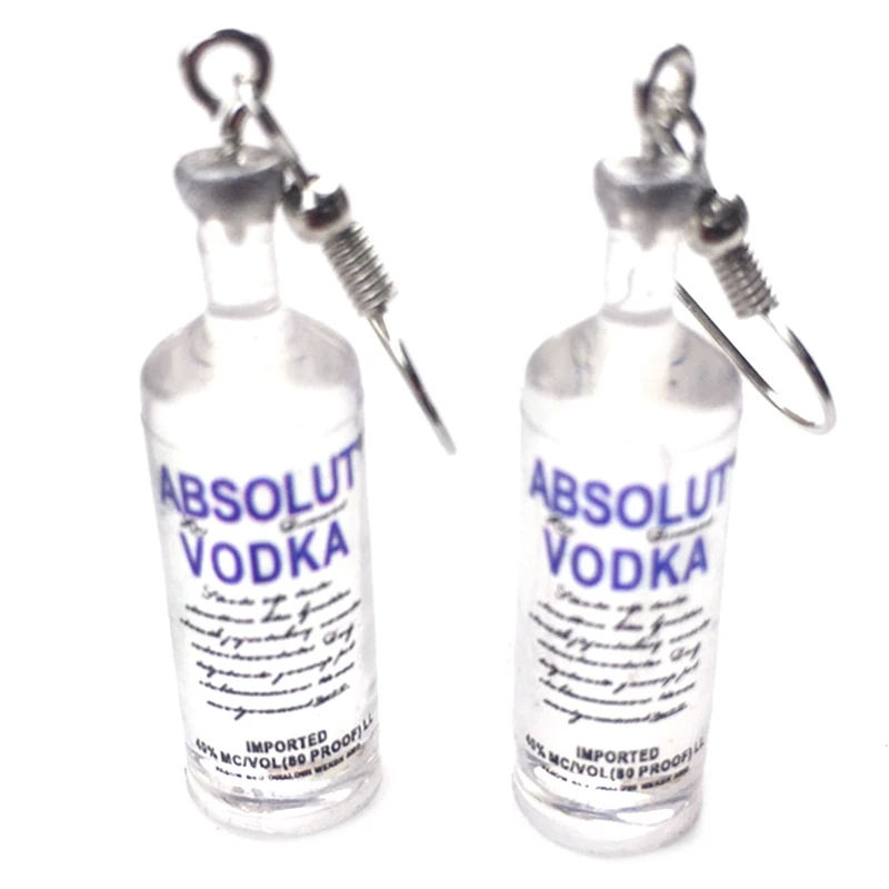

New Handmade Bottle Drop Earrings Funny Drinking Style Cartoon Transparent Bottle Dangle Earrings For Women