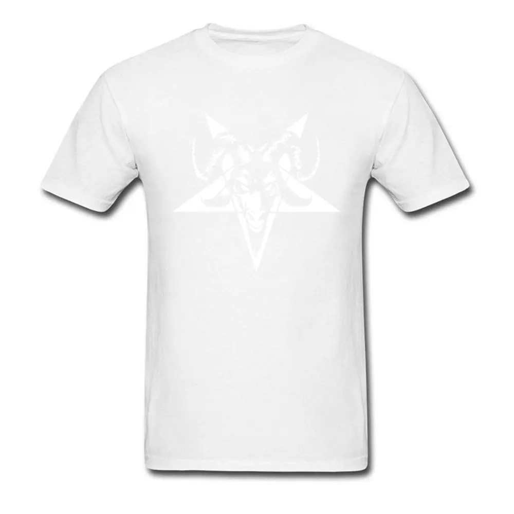Tops Shirt Geek Thanksgiving Day Latest Printing Short Sleeve 100% Cotton Round Collar Adult T Shirts Printing Tee Shirts Satanic Goat Head with Cross (black) white