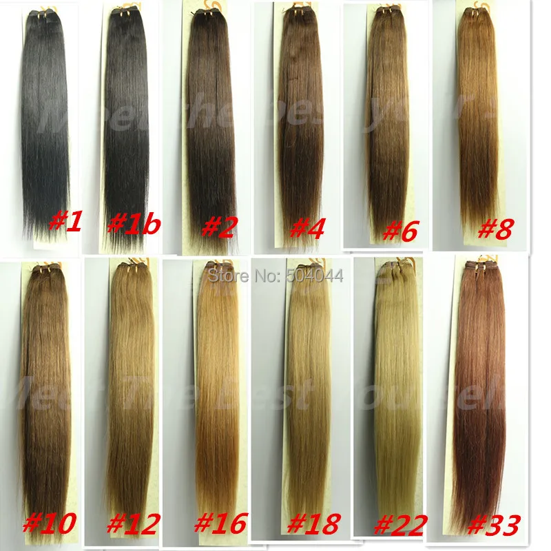 161820222426283032 100g/pcs wholesale silky soft indian remy Human  Hair weft/weaving all colors stock