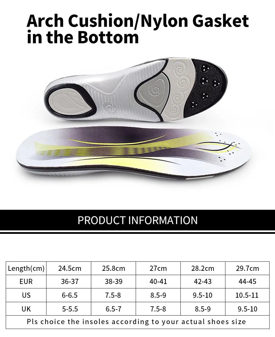 Sunvo, спортивные стельки, обувь для поддержки стопы, амортизация, для бега, баскетбола, футбола, плоская подошва, увеличивающая рост, для мужчин и женщин
