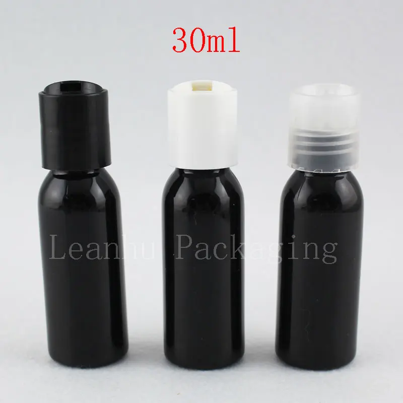 30ml Empty Black Cosmetic Bottles With Disc Top Cap Colored 30CC Travel