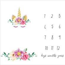 Новорожденный фотографии Одеяло для съемки фон Единорог ежемесячный рост Milestone Одеяло детский наряд для фотосессии фон