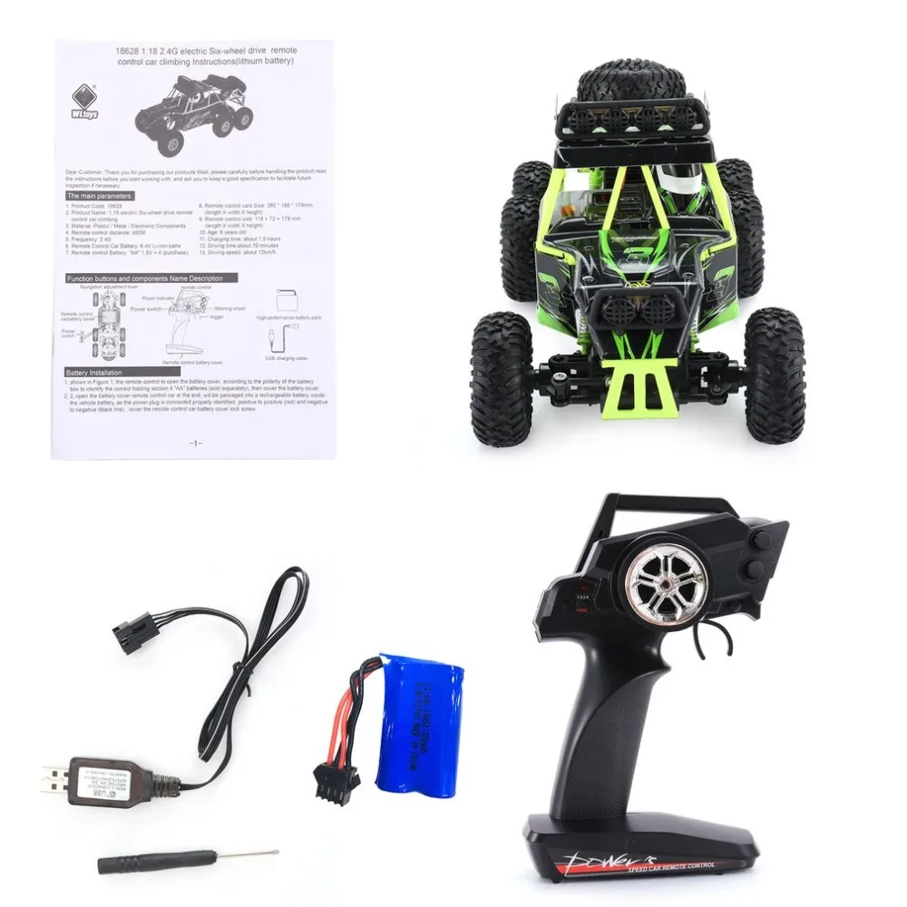 

Wltoys 18628 1/18 2.4G 6WD Electric Rock Climbing Crawler RC car Desert Truck Off-Road Buggy Vehicle with LED Light
