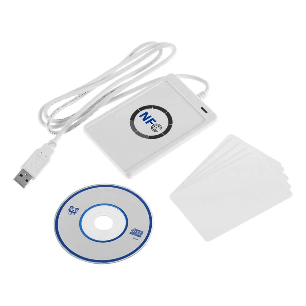 1 комплект Профессиональный USB ACR122U NFC RFID считыватель смарт-карт писатель для всех 4 типов NFC (ISO/IEC18092) теги + 5 шт. M1 карты