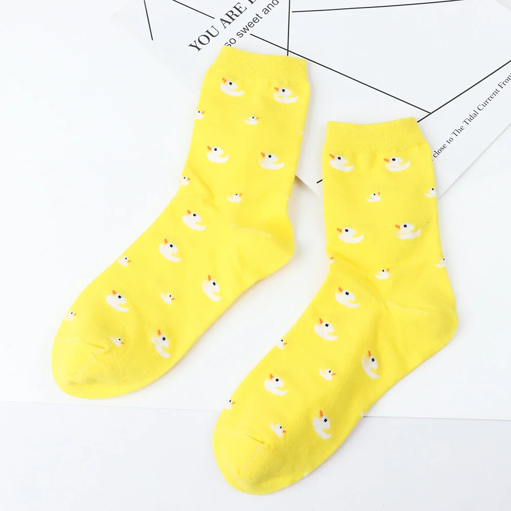 

Casual Women Men Summer Sport Socks Cartoon Lovely Little Yellow Duck Design Cotton Socks Women Soft Sock