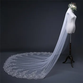 

Bride Head Veil Wedding Accessories Studio Photography 3 M Cathedral Wedding Tulle Hair Tassel Mr Mrs Wedding