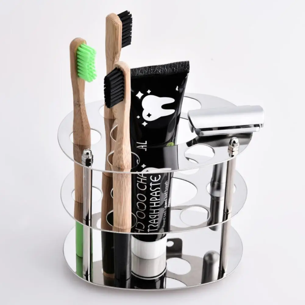 

Stainless Steel Bathroom Toothbrush Holder Toothpaste Stand Comb Storage Rack Toothbrush and Toothpaste Holders