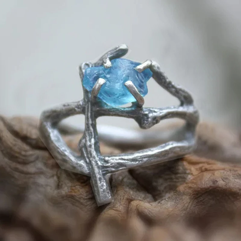 Винтажное романтическое мужское кольцо с синим камнем, модное свадебное обручальное богемное этническое серебряное кольцо с крестиком, ювелирное изделие для женщин мужчин O3M177
