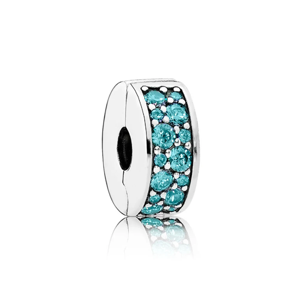 

NEW 100% 925 sterling silver 1:1 Genuine Gem 791817MCZ TEAL SHINNING ELEGANCE Fit DIY Bracelet Original Women Wedding Vintage