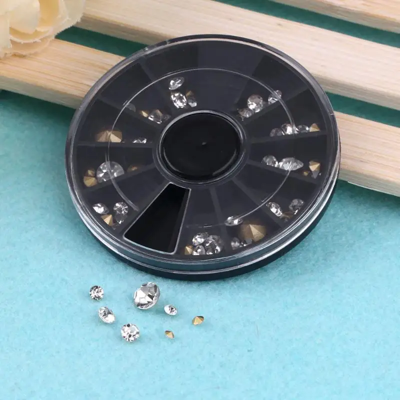 3D Дизайн ногтей Стразы Pearl Красочные Sharp дном советы Красота ногтей DIY Дизайн Маникюр Польский украшения в колеса