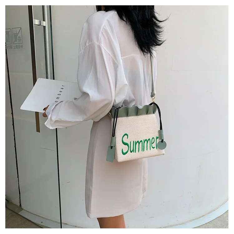 small bag female han edition recreation joker bucket bag new fashionable western style straw single shoulder bag